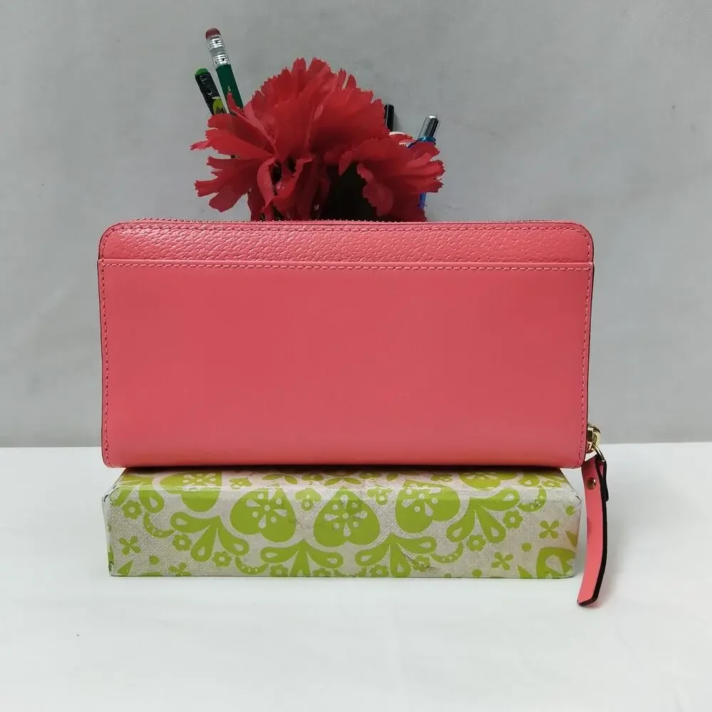 Kate Spade Pink Leather Zip Around Credit Card Wallet